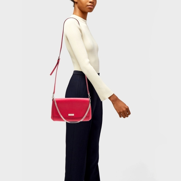 Kate Spade New York Laurel Way Greer Leather Crossbody/Shoulder Bag Coral Red - Picture 1 of 16